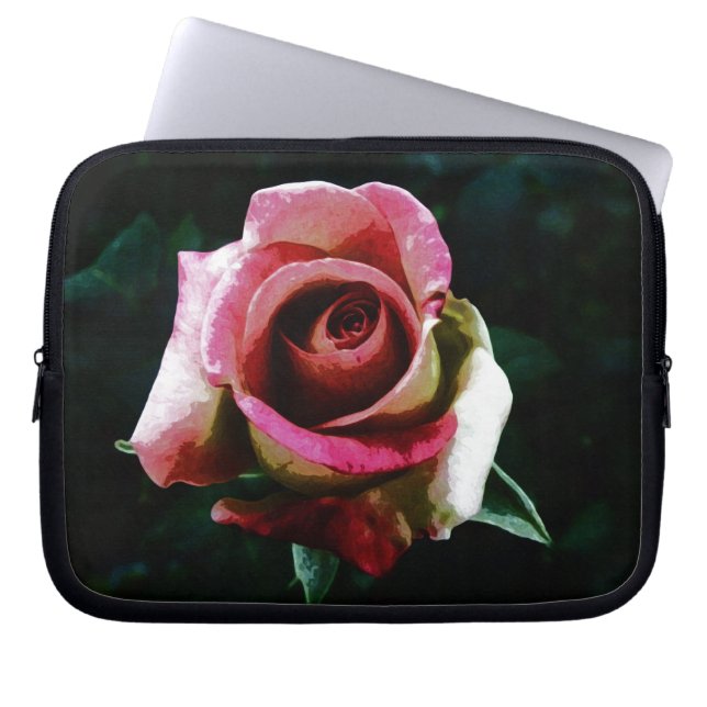 Capa Para Notebook Rosa vermelha pintada com óleo (Frente)