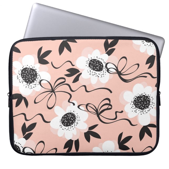 Capa Para Notebook rosas abstrato, cores pálidas, padrão de colheita. (Frente)