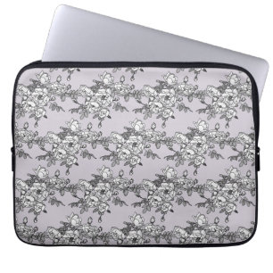 Capa Para Notebook Rosas Brancas Pintadas em Pó Rosa