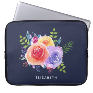 Capa Para Notebook Rosas de Aquarela Moderna Buquê Floral