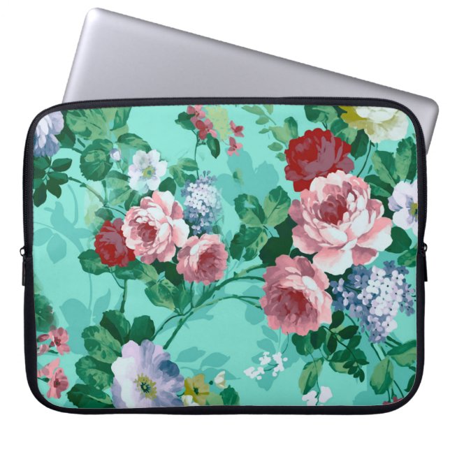 Capa Para Notebook Rosas e flores coloridas (Frente)