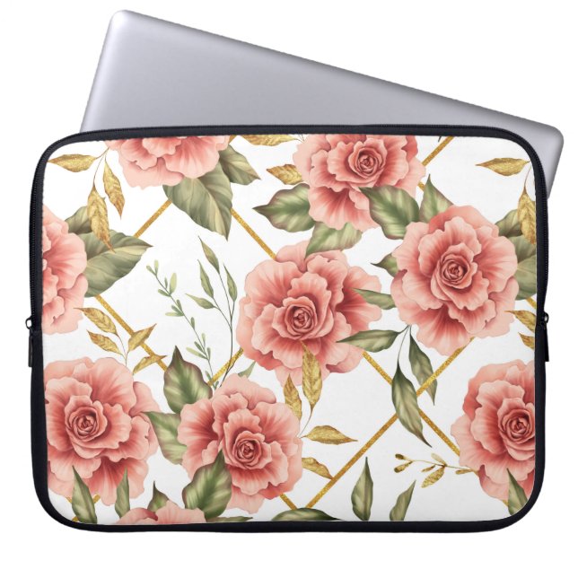 Capa Para Notebook Rosas e folhas (Frente)