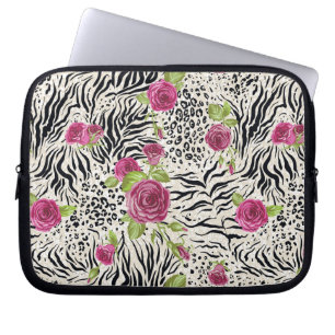 Capa Para Notebook Rosas no teste padrão animal