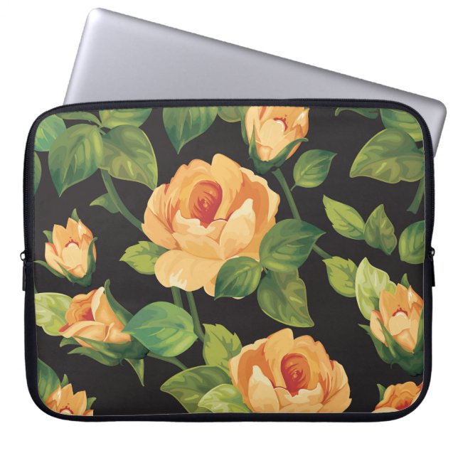 Capa Para Notebook Rosas, padrão floral uniforme. (Frente)