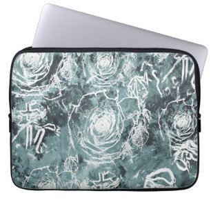 Capa Para Notebook Rosas recheados/Teal escuro