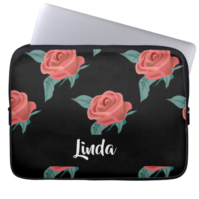 Capa Para Notebook Rosas rosa a preto (Frente)