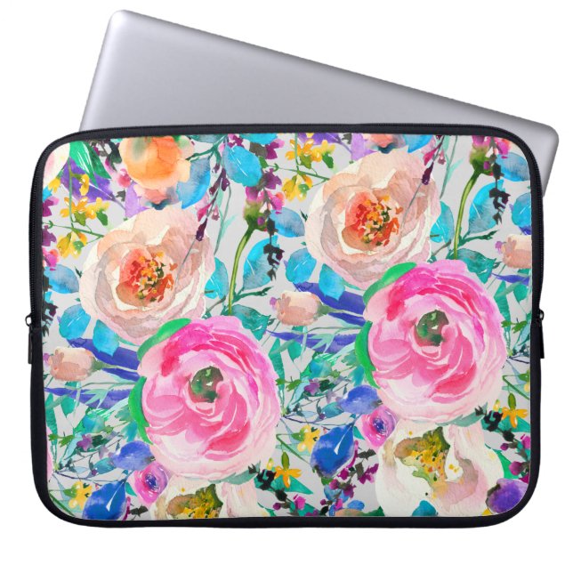 Capa Para Notebook Rosas Rosa E bege (Frente)