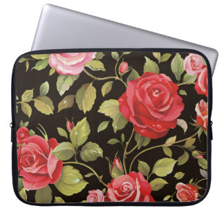 Capa Para Notebook Rosas rosa: padrão floral elegante.