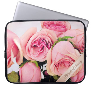 Capa Para Notebook Rosas Rosa Rosa Dourado Nome