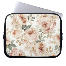 Capa Para Notebook Rosas Rosa Suave Impressão Floral Aquarela Botânic
