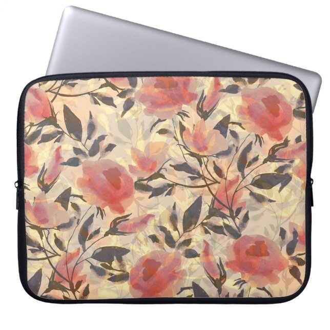 Capa Para Notebook rosas selvagens primavera: padrão de aquarelas. (Frente)