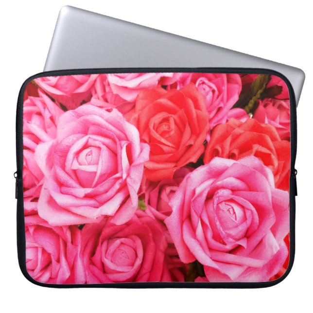 Capa Para Notebook Rosas vermelhas e rosa lindas (Frente)
