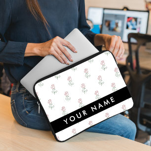 Capa Para Notebook Rosas Vermelhas, Padrão de Rosas, Seu Nome