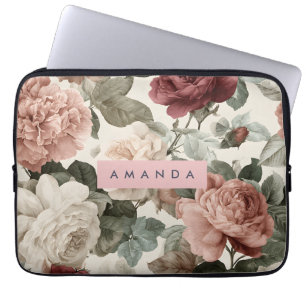 Capa Para Notebook Rosas Victorianos Personalizados em Blush