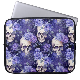 Capa Para Notebook Rosas violetas con calaveras