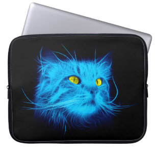 Capa Para Notebook Rosto de Gato Azul