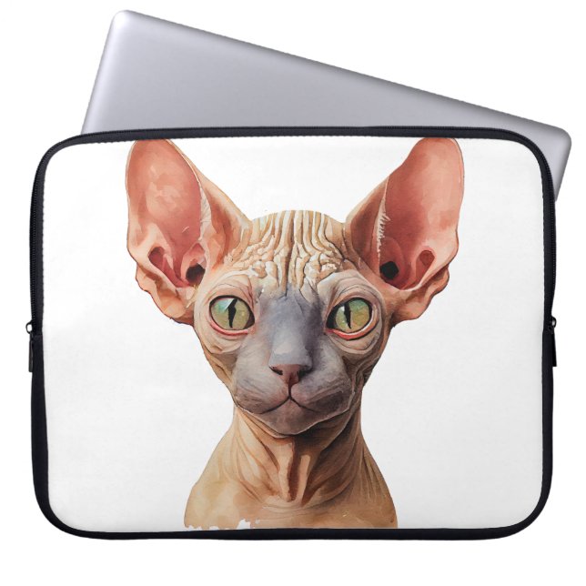 CAPA PARA NOTEBOOK ROSTO DE GATO SEM CABELO SEM CABELO (Frente)