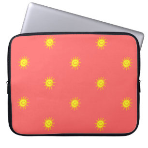Capa Para Notebook Rosto Feliz Ensolarado Cute Padrão Sol Corais Mode