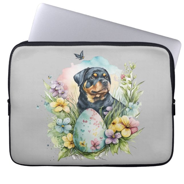 Capa Para Notebook Rottweiler Cachorro Páscoa, Felz pascoa Rottweiler (Frente)