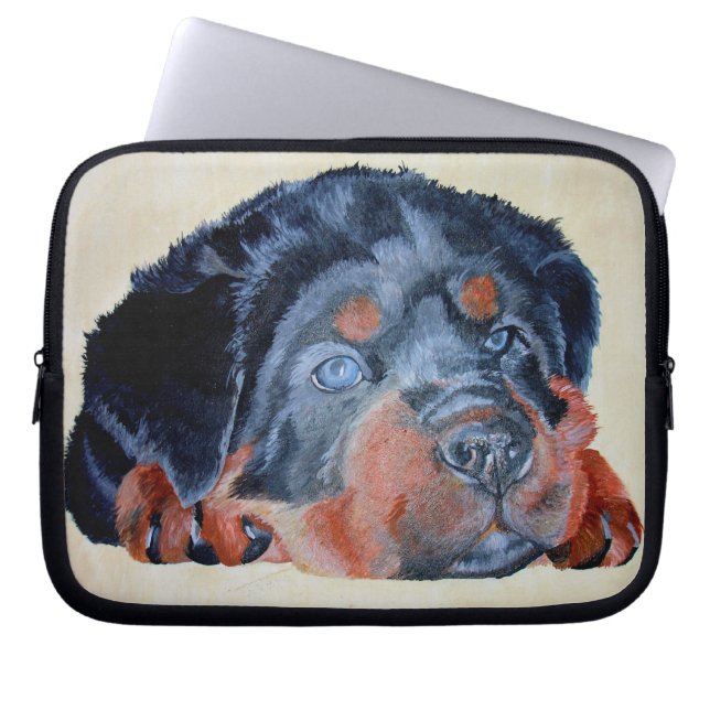 Capa Para Notebook Rottweiler Puppy Retrato Artístico Pet (Frente)