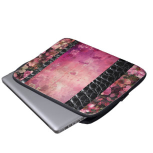 Capa Para Notebook Rótulo-preto-frio, preto-floral-rosa