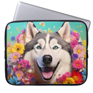 Capa Para Notebook Rouco Cachorro Laptop com Design Floral