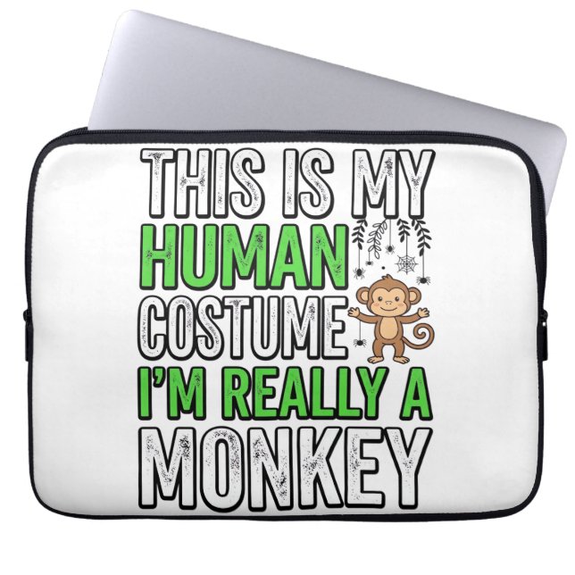 Capa Para Notebook Roupa de Humano de Macaco Engraçado Design de Cami (Frente)