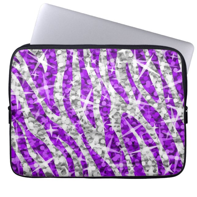 Capa Para Notebook Roxo 13" da zebra do Glitz a bolsa de laptop (Frente)