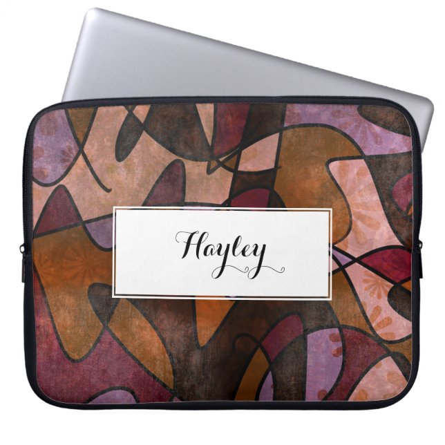 Capa Para Notebook Roxo, Brown, arte abstracta de Borgonha, 5a (Frente)