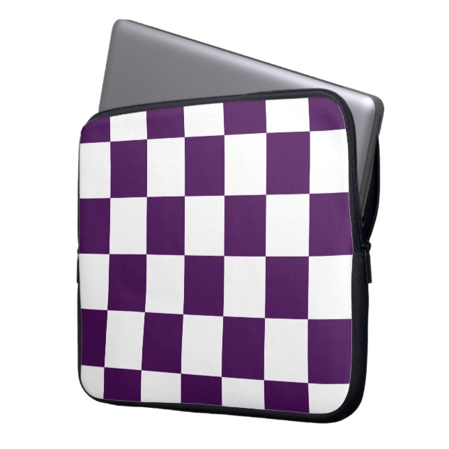 Capa Para Notebook Roxo e branco verificados (Frente Esquerda)