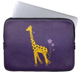 Capa Para Notebook Roxo engraçado 13in da patinagem de rolo do giraf