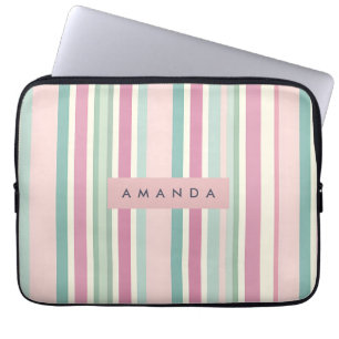 Capa Para Notebook Roxo Personalizado Listras Pastel Menta