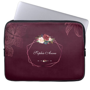 Capa Para Notebook Royal Burgundy Floral Geométrico