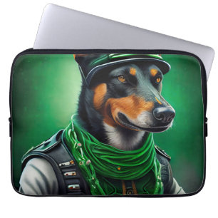 Capa Para Notebook Rua de bicicleta australiana Kelpie no dia de Patr