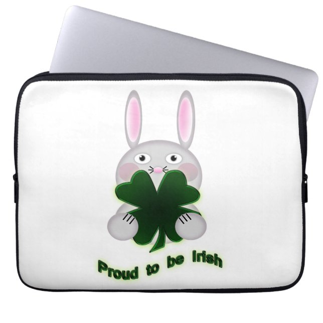 Capa Para Notebook Rua. Patricks Bunny Orgulha ser irlandês Shamrock (Frente)