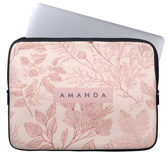 Capa Para Notebook Rubor Personalizado Design Floral Botânico (Frente)