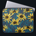 Capa Para Notebook Rudbekia amarela no marinho<br><div class="desc">Padrão do vetor pintado à mão com flores amarelas da rudbekia</div>
