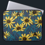 Capa Para Notebook Rudbekia amarela no marinho<br><div class="desc">Padrão do vetor pintado à mão com flores amarelas da rudbekia</div>