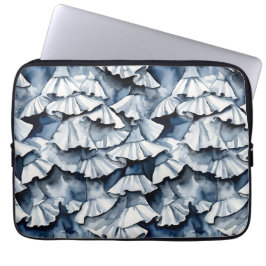 Capa Para Notebook Rufos de Aquarela Azul Jeans Suave