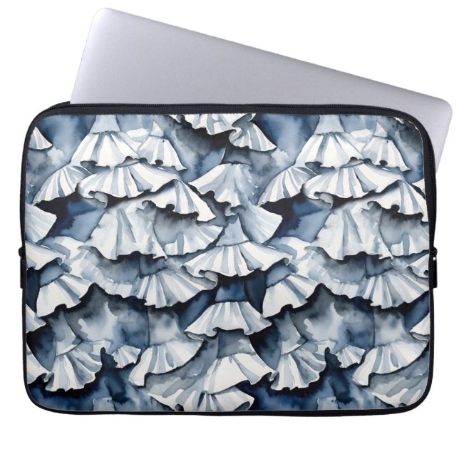 Capa Para Notebook Rufos de Aquarela Azul Jeans Suave (Frente)
