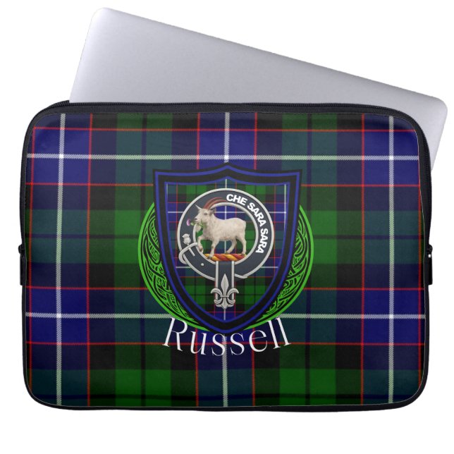 Capa Para Notebook Russell Scottish Clan Tartan and Crest  (Frente)