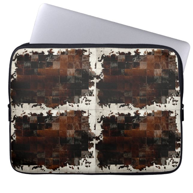 Capa Para Notebook Rustic Brown Patchwork Cowhide (Frente)