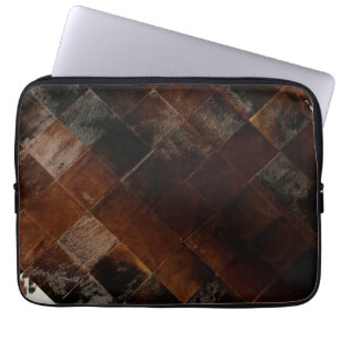 Capa Para Notebook Rustic Brown Patchwork Cowhide