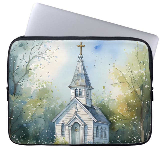 Capa Para Notebook Rustic Church Path in Wildflower Meadow (Frente)