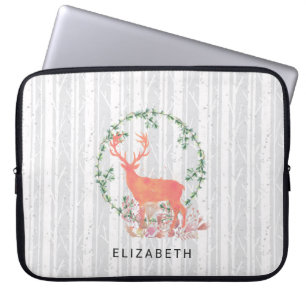 Capa Para Notebook Rustic Reindeer Boho Wreath Watercolor Personaliza