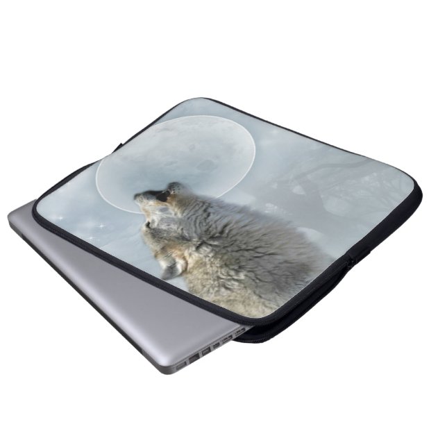 Capa Para Notebook Saco 15-17 dos eletrônicos da lua azul do lobo " (Frente Inferior)
