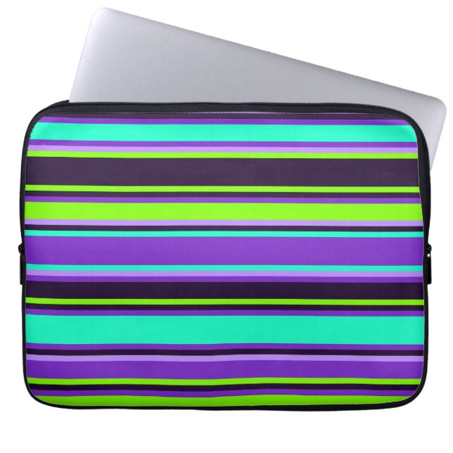 Capa Para Notebook Saco de Eletrônicos distribuídos roxos, aqua e Cha (Frente)