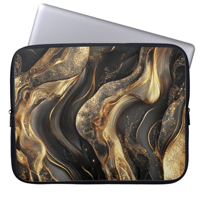 Capa Para Notebook Saco de Laptop Cósmico Preto Futurístico com Arte  (Frente)