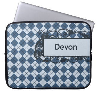 Capa Para Notebook Saco personalizado Argyle azul do laptop 15