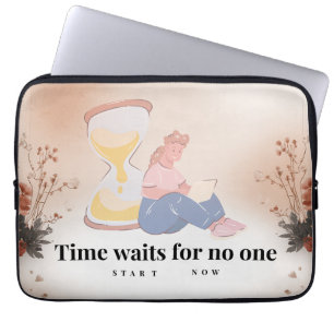 Capa Para Notebook Saco Tote Inspirador Tempo Não Espera por Ninguém
